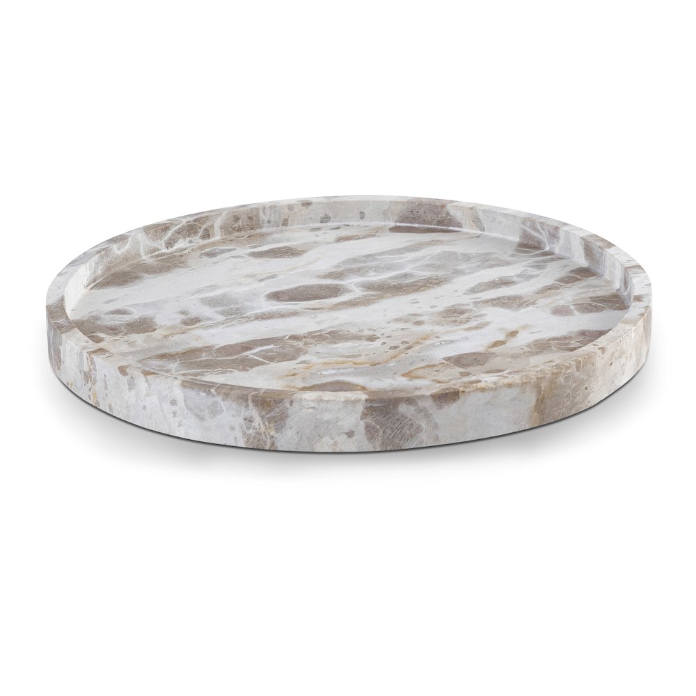 Barletta Beige Round Marble Tray. Picture 1