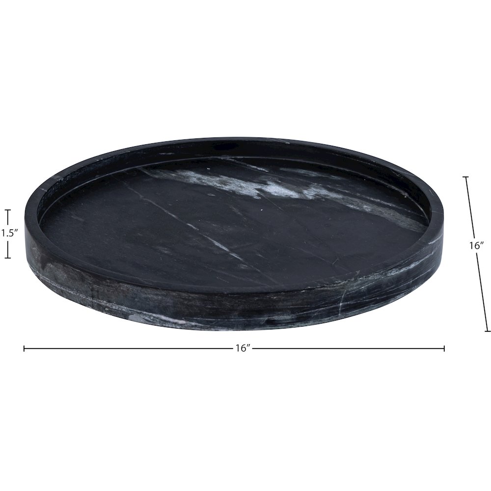 Barletta Black Round Marble Tray. Picture 5
