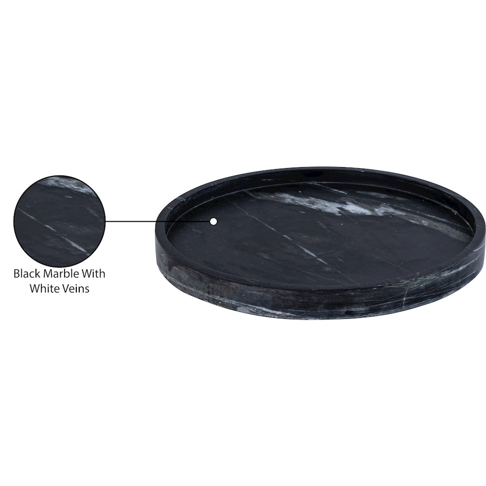Barletta Black Round Marble Tray. Picture 3