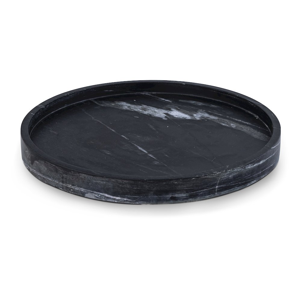 Barletta Black Round Marble Tray. Picture 1