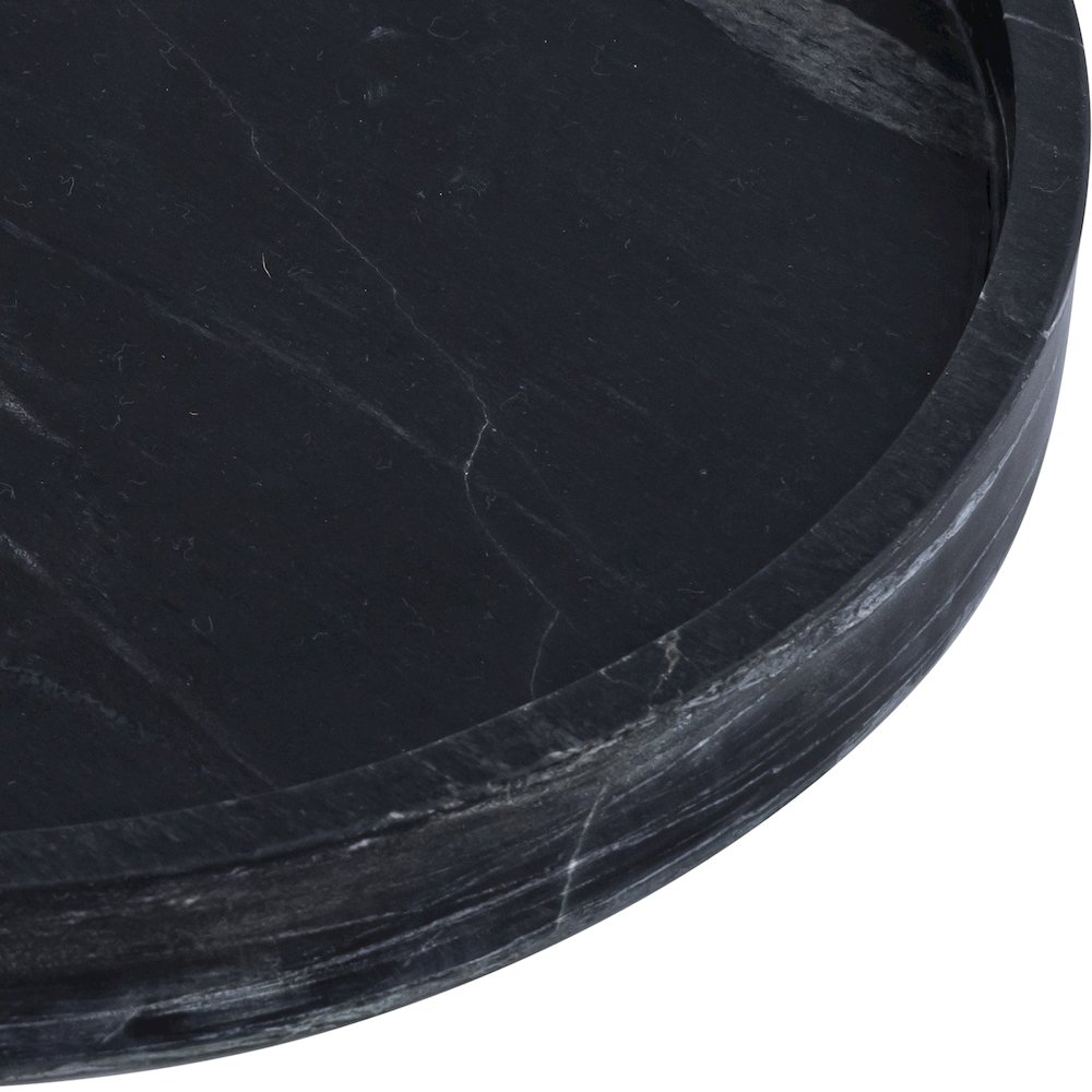 Barletta Black Round Marble Tray. Picture 2