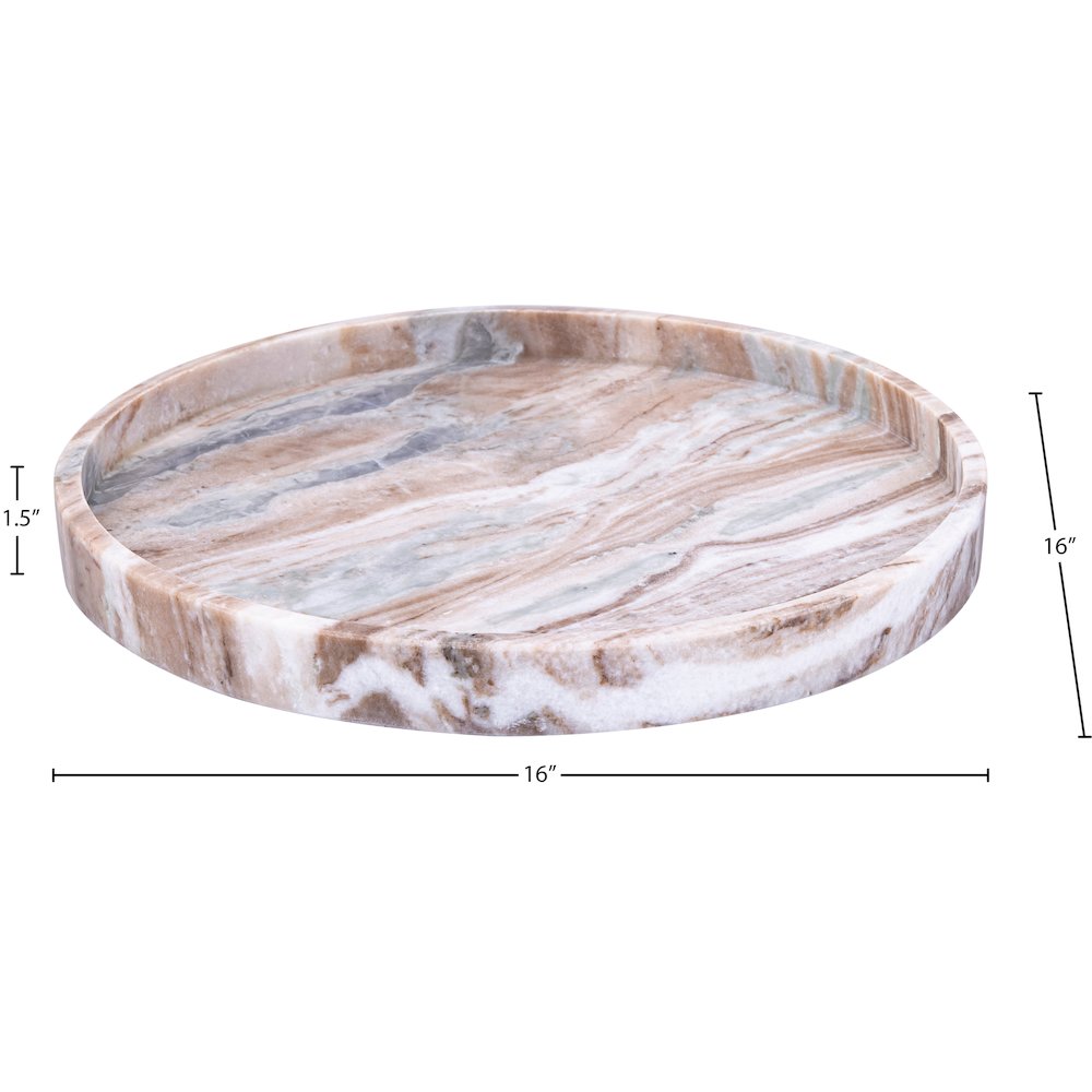 Barletta Brown Round Marble Tray. Picture 5
