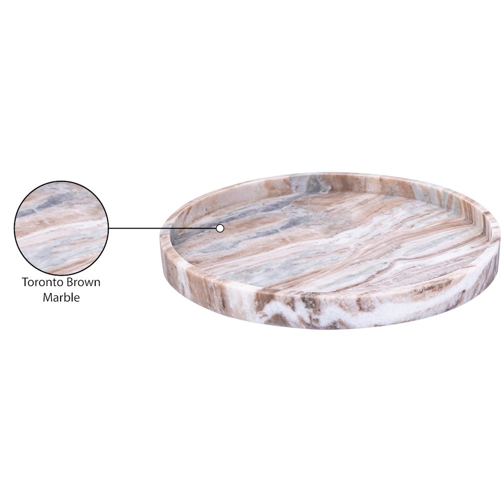Barletta Brown Round Marble Tray. Picture 3