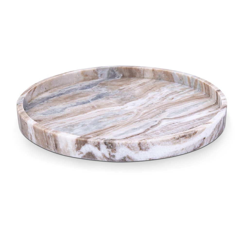Barletta Brown Round Marble Tray. Picture 1