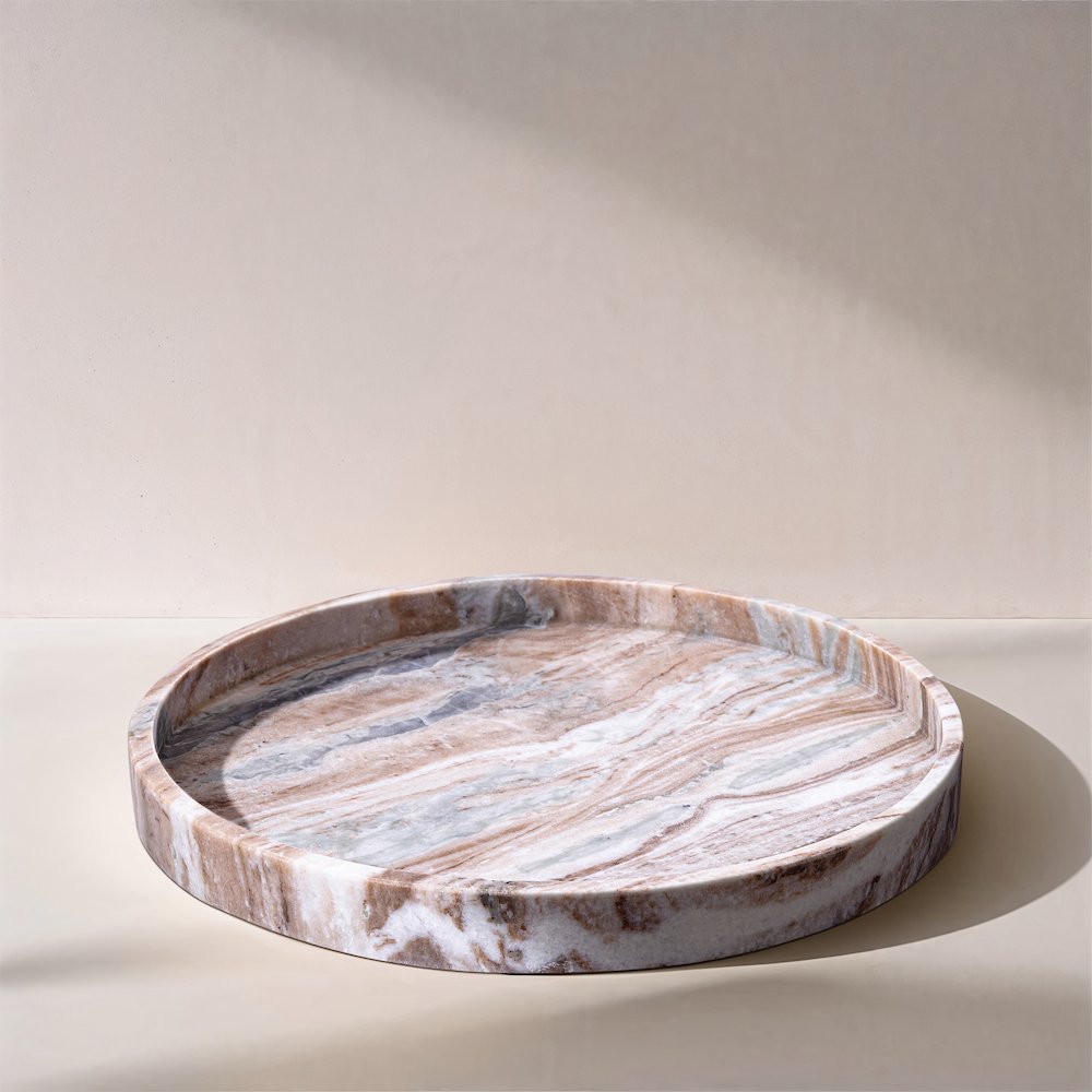 Barletta Brown Round Marble Tray. Picture 4