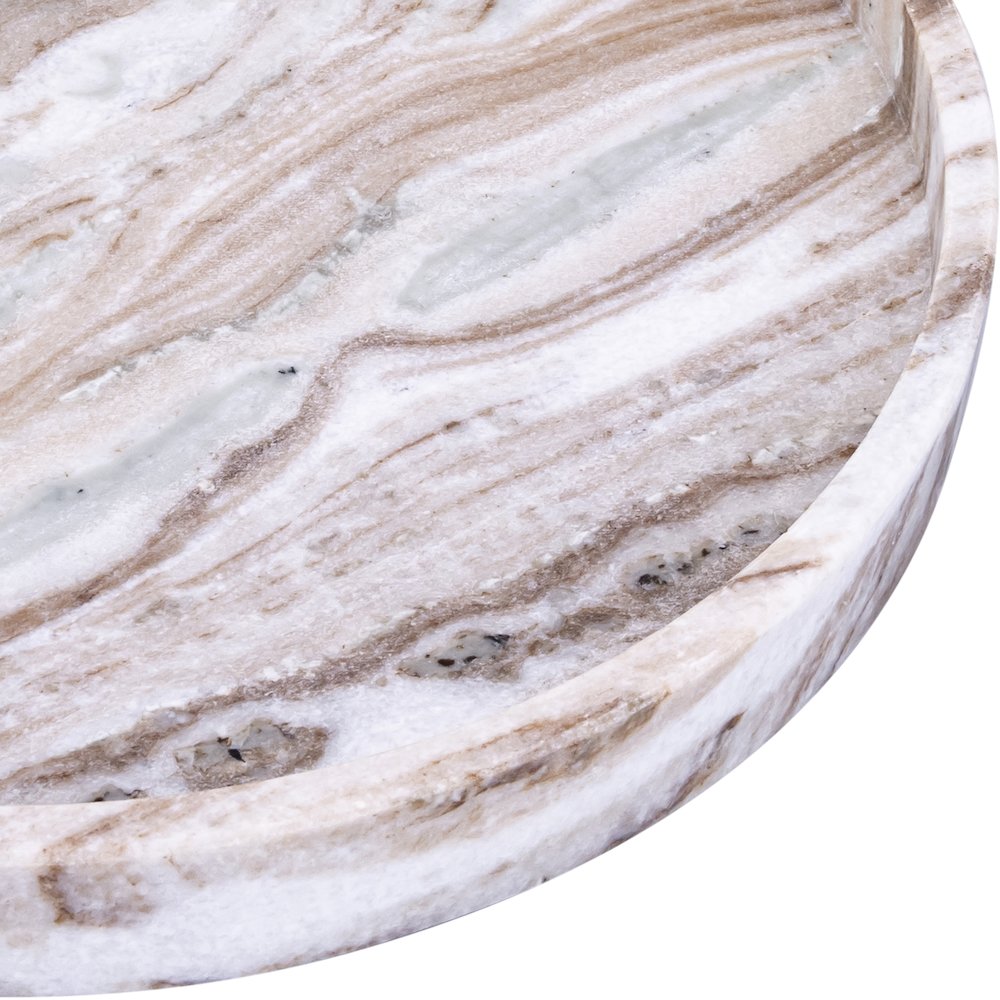 Barletta Brown Round Marble Tray. Picture 2