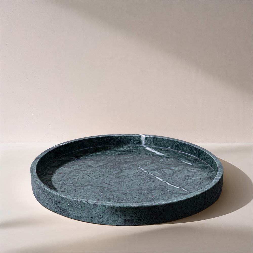 Barletta Green Round Marble Tray. Picture 4