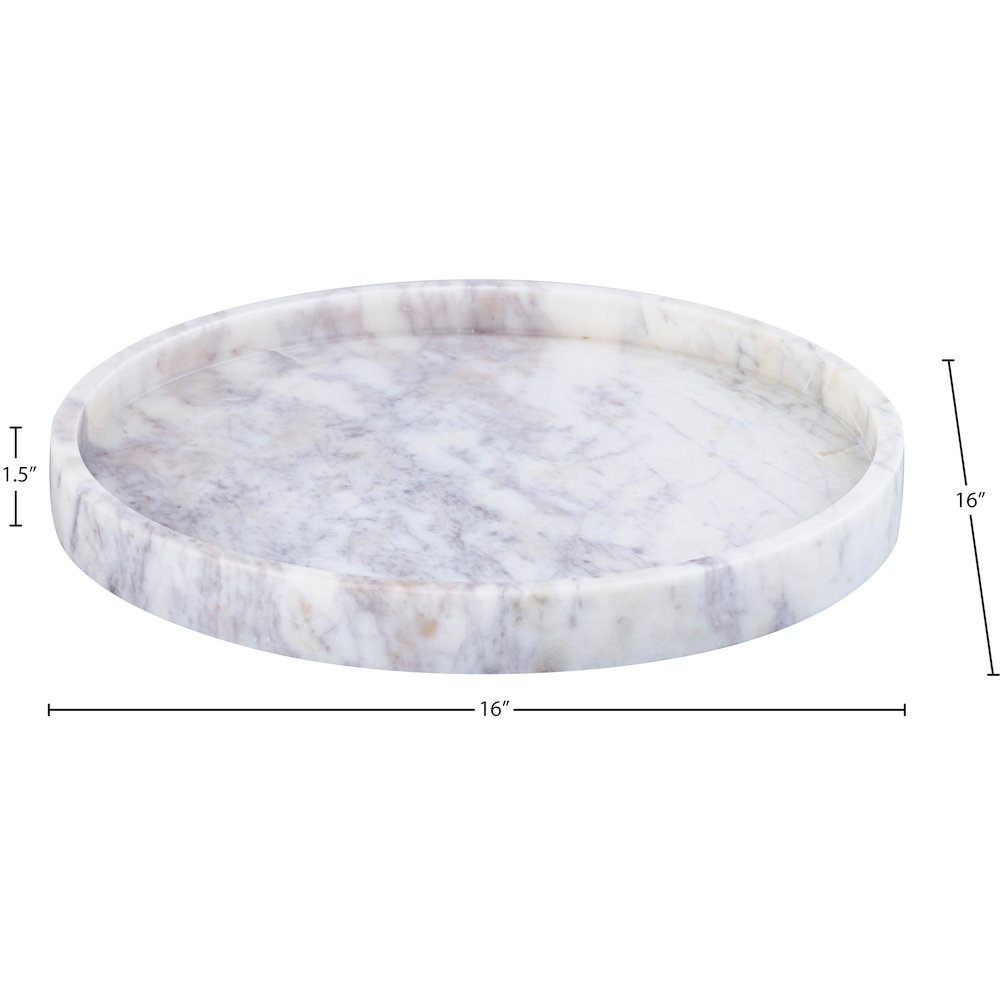 Barletta White Round Marble Tray. Picture 5