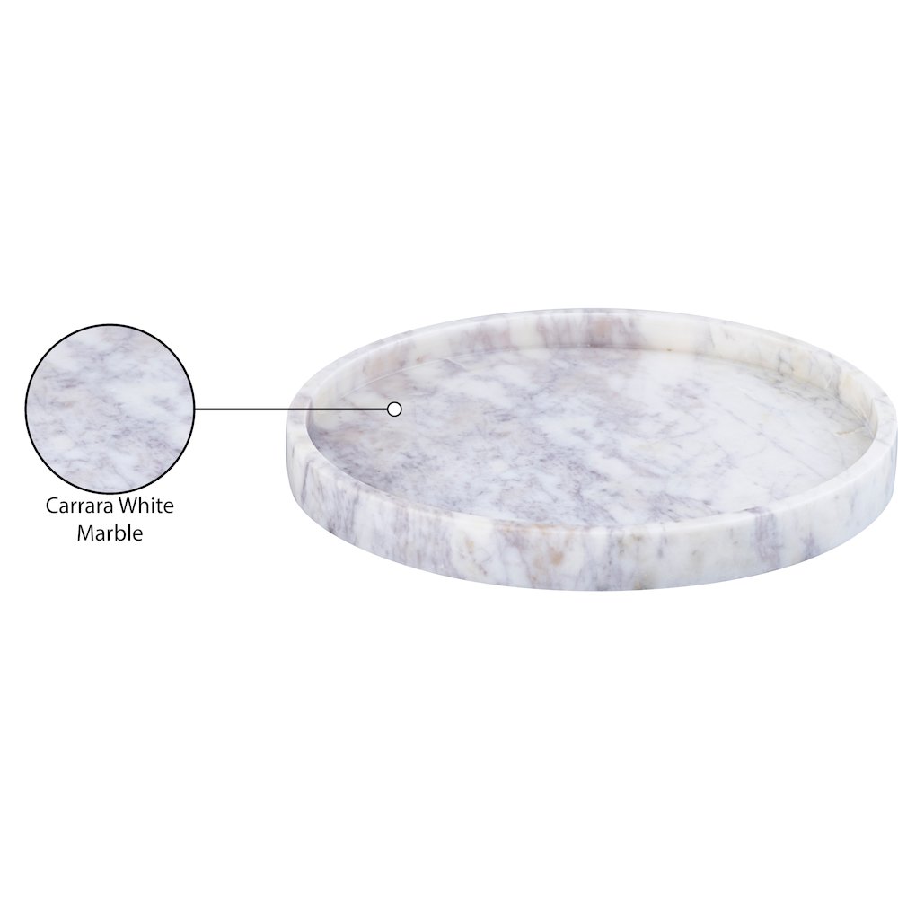 Barletta White Round Marble Tray. Picture 3