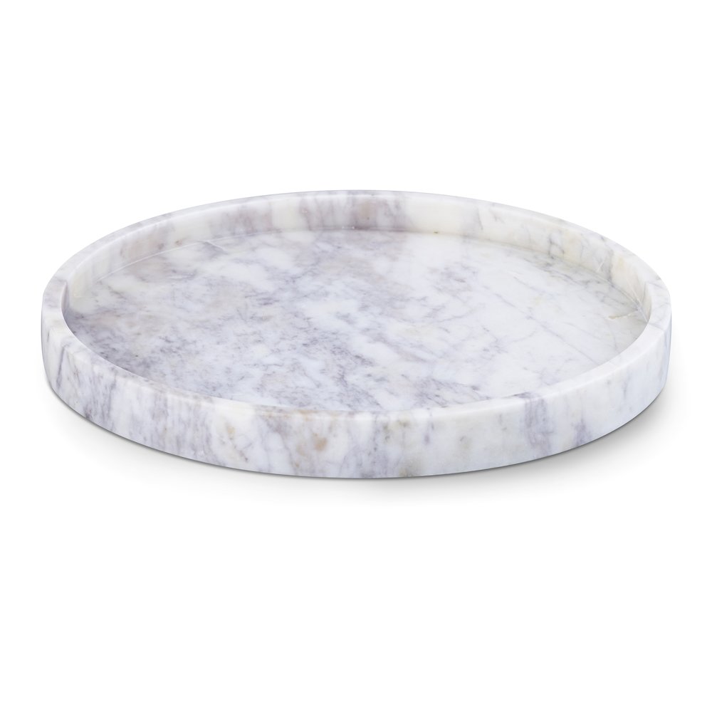 Barletta White Round Marble Tray. Picture 1
