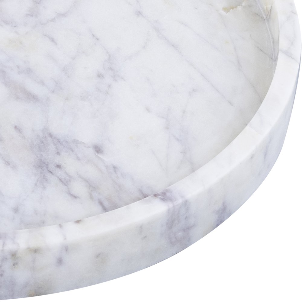 Barletta White Round Marble Tray. Picture 2