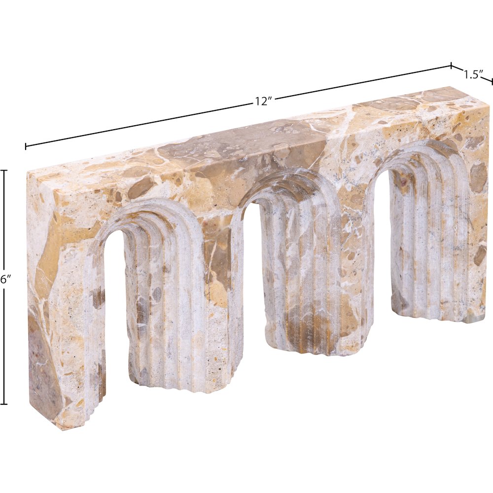 Curva Beige Marble Decorative Object. Picture 3