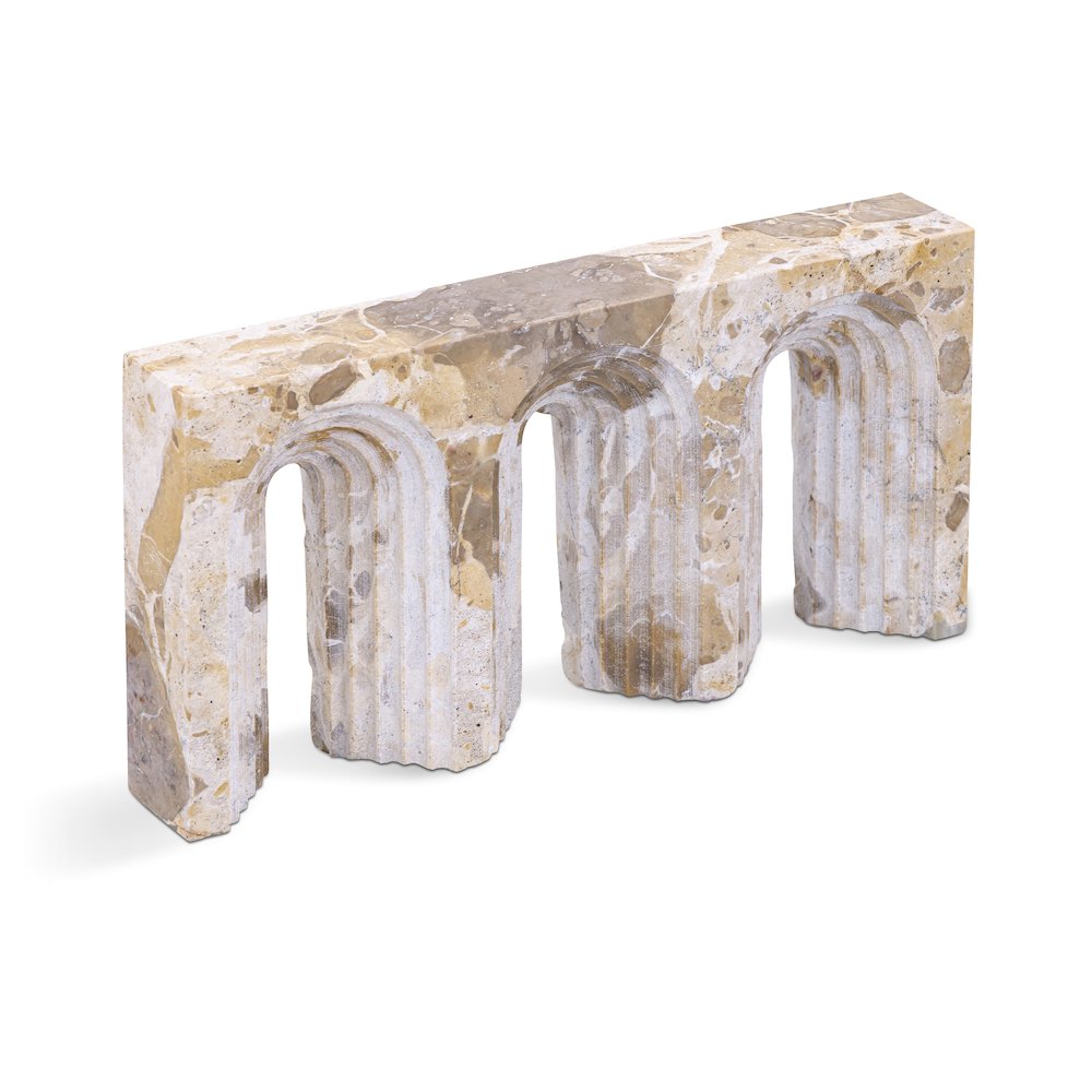 Curva Beige Marble Decorative Object. Picture 1