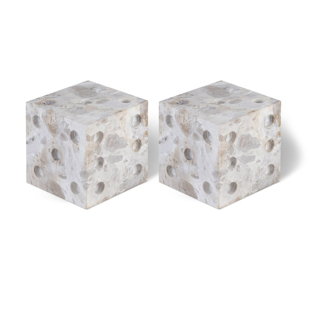 Dice Beige Marble Decorative Dice. Picture 1