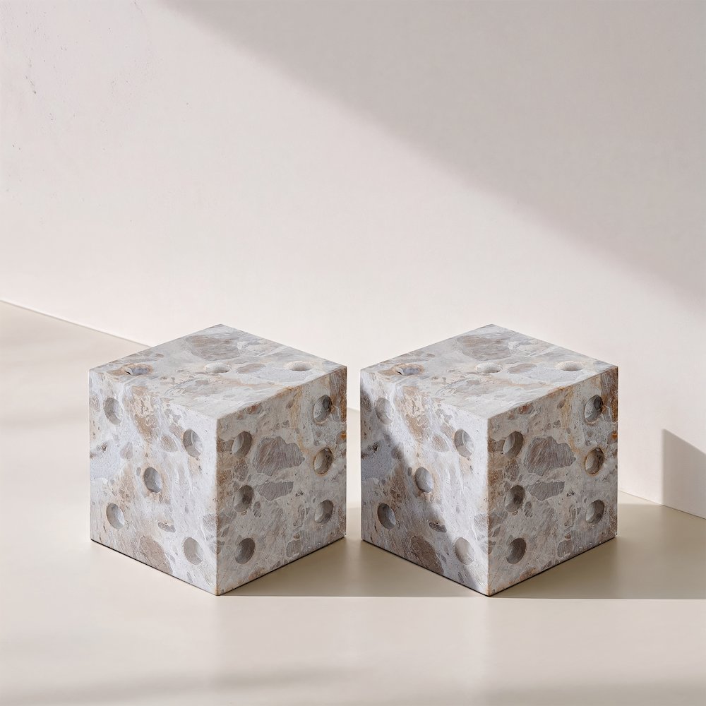 Dice Beige Marble Decorative Dice. Picture 4