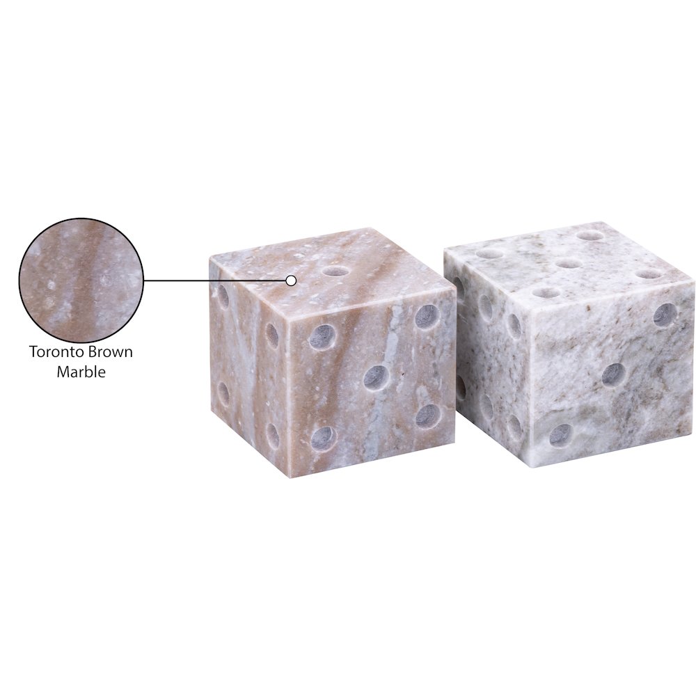 Dice Brown Marble Decorative Dice. Picture 3