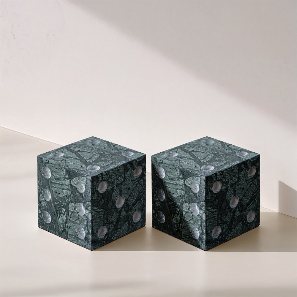 Dice Green Marble Decorative Dice. Picture 4