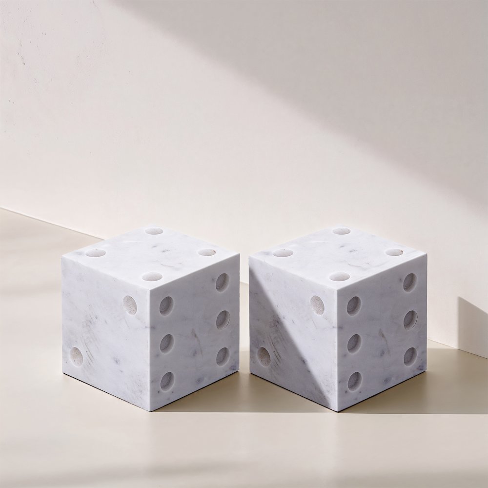 Dice White Marble Decorative Dice. Picture 4