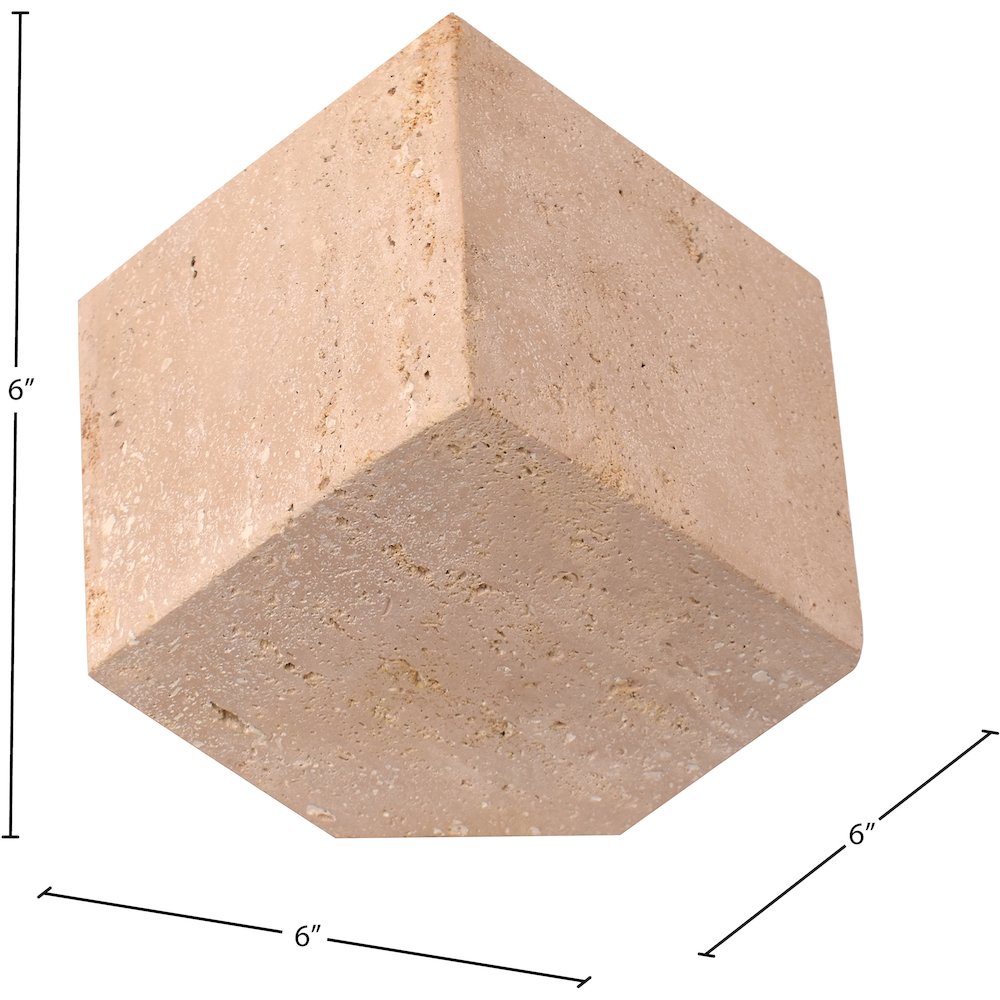 Block Beige Travertine Decorative Cube. Picture 5