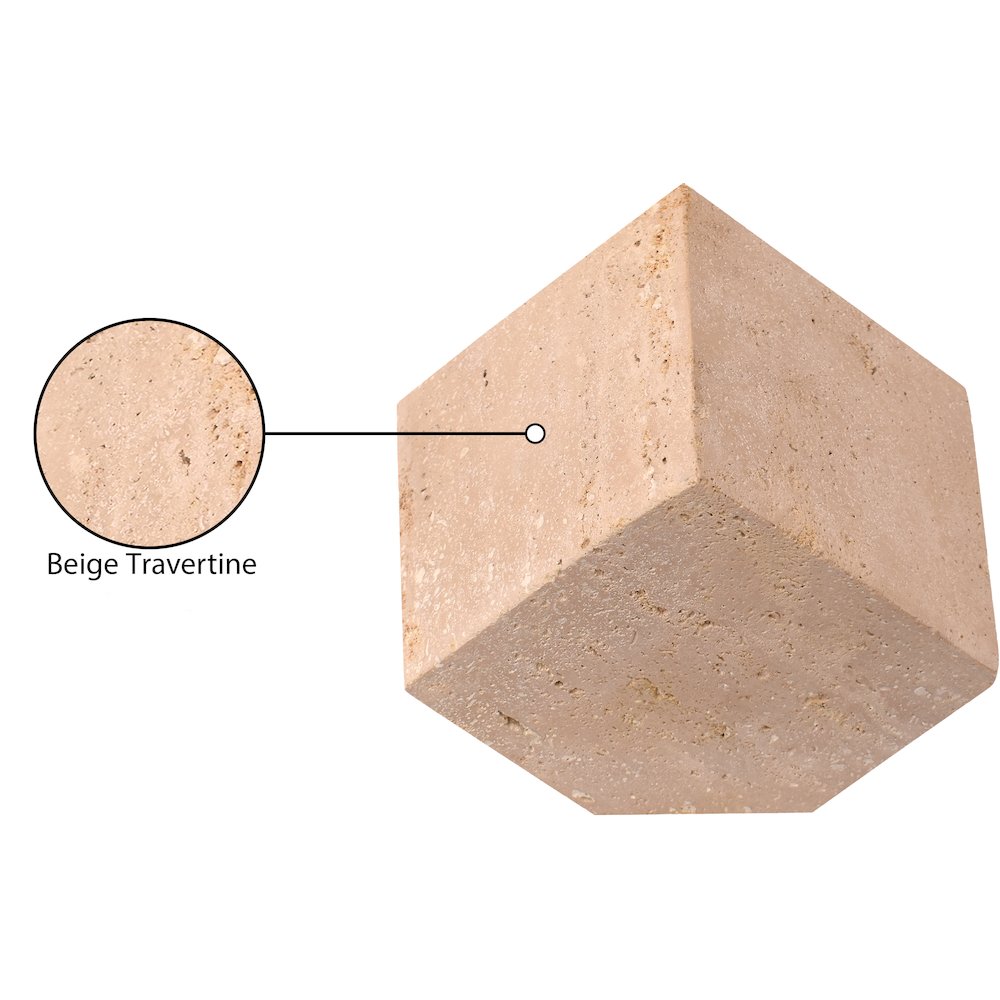 Block Beige Travertine Decorative Cube. Picture 3