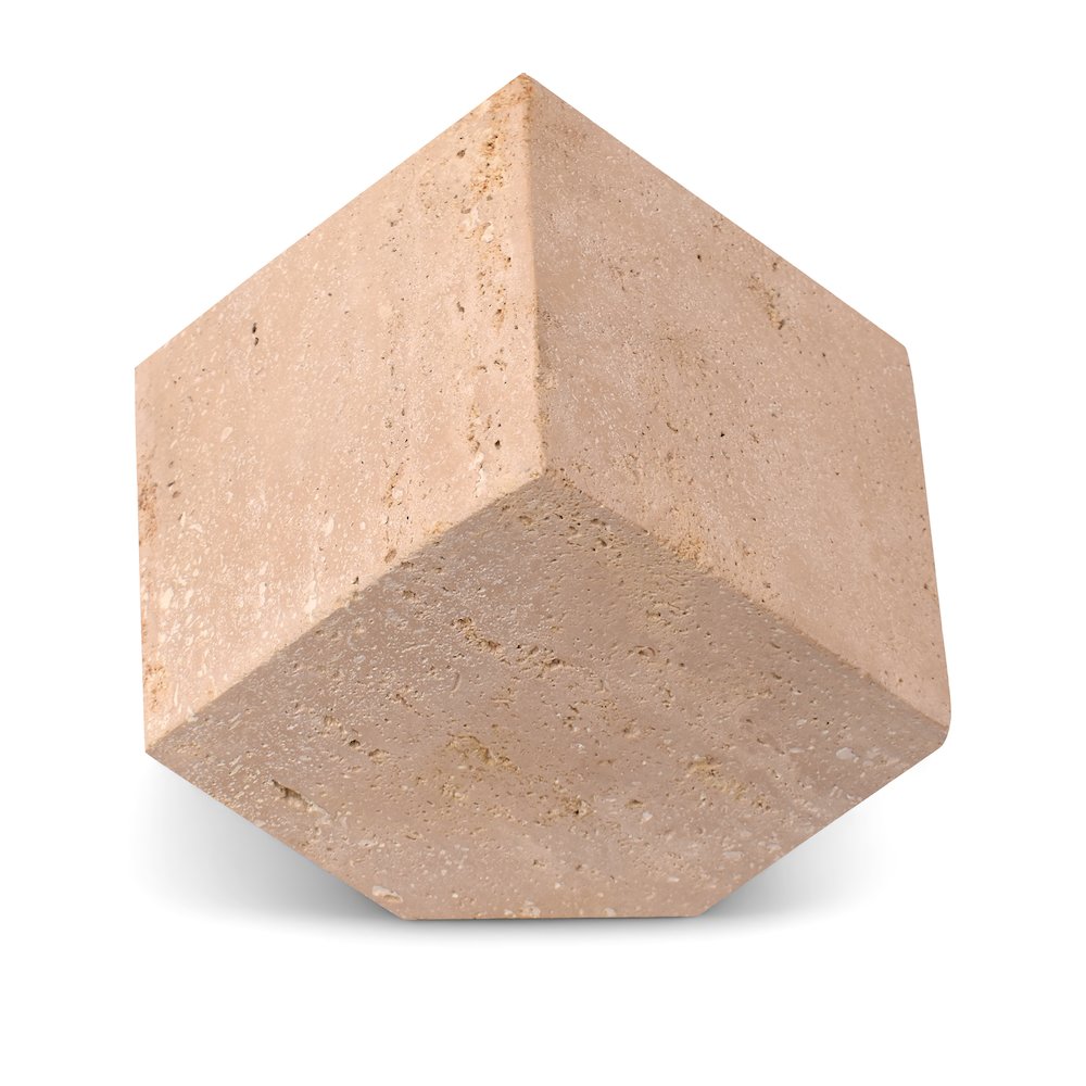 Block Beige Travertine Decorative Cube. Picture 1