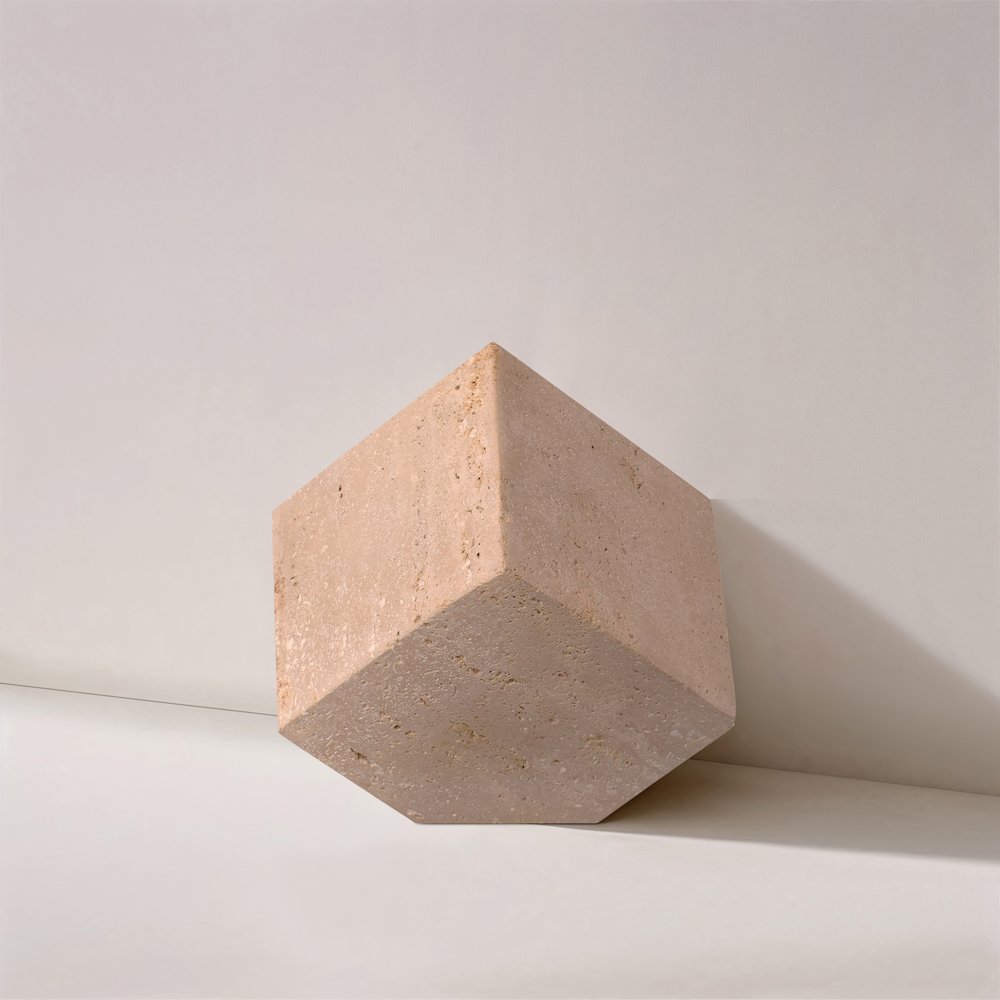 Block Beige Travertine Decorative Cube. Picture 4