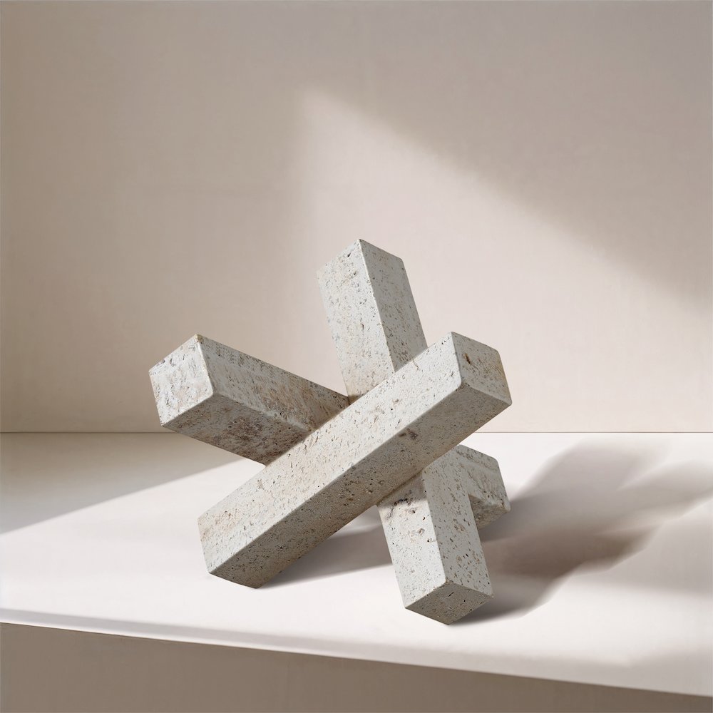 Stix Beige Travertine Decorative Object. Picture 4