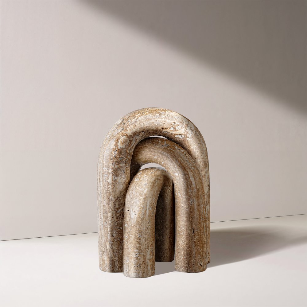 Arco Beige Travertine 3pc. Decorative Object. Picture 4