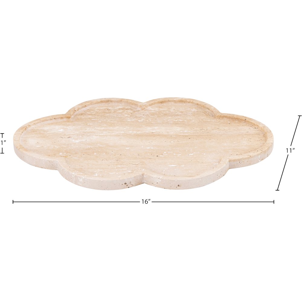 Rimini Beige Clover Shaped Travertine Tray. Picture 5