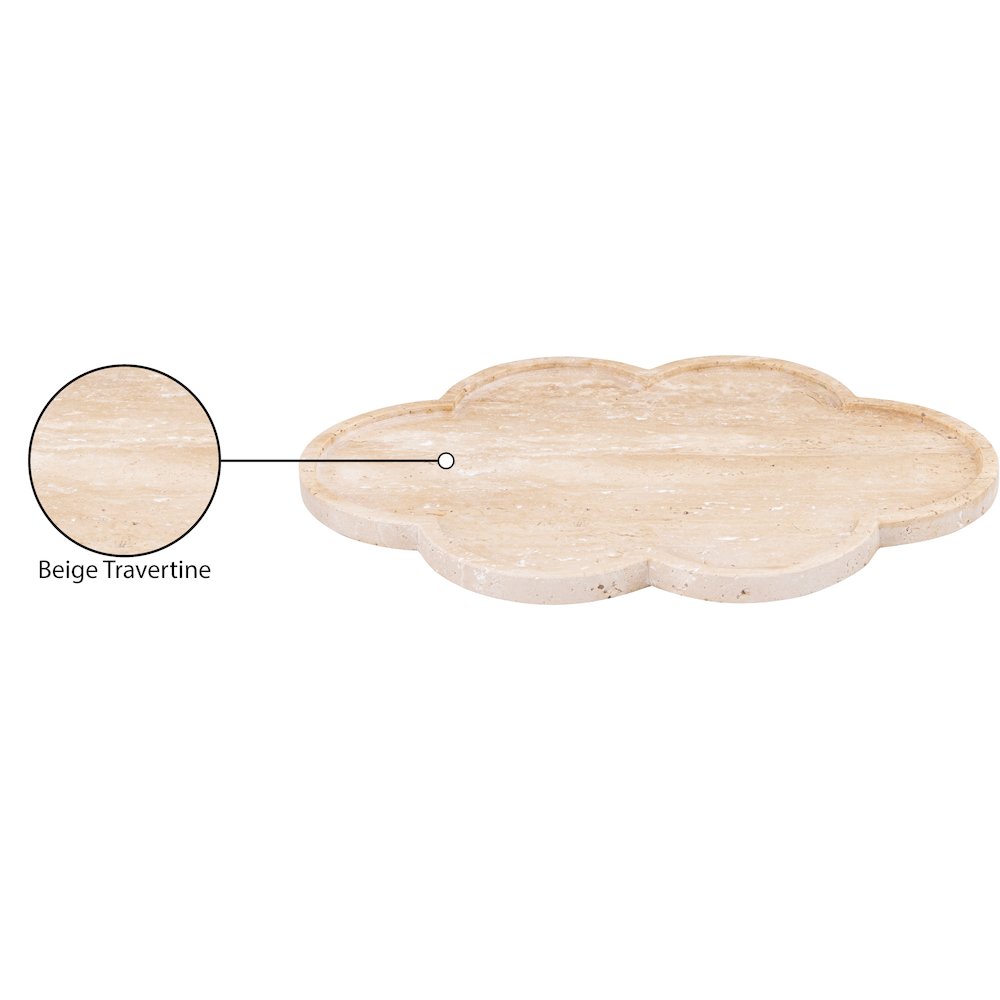 Rimini Beige Clover Shaped Travertine Tray. Picture 3