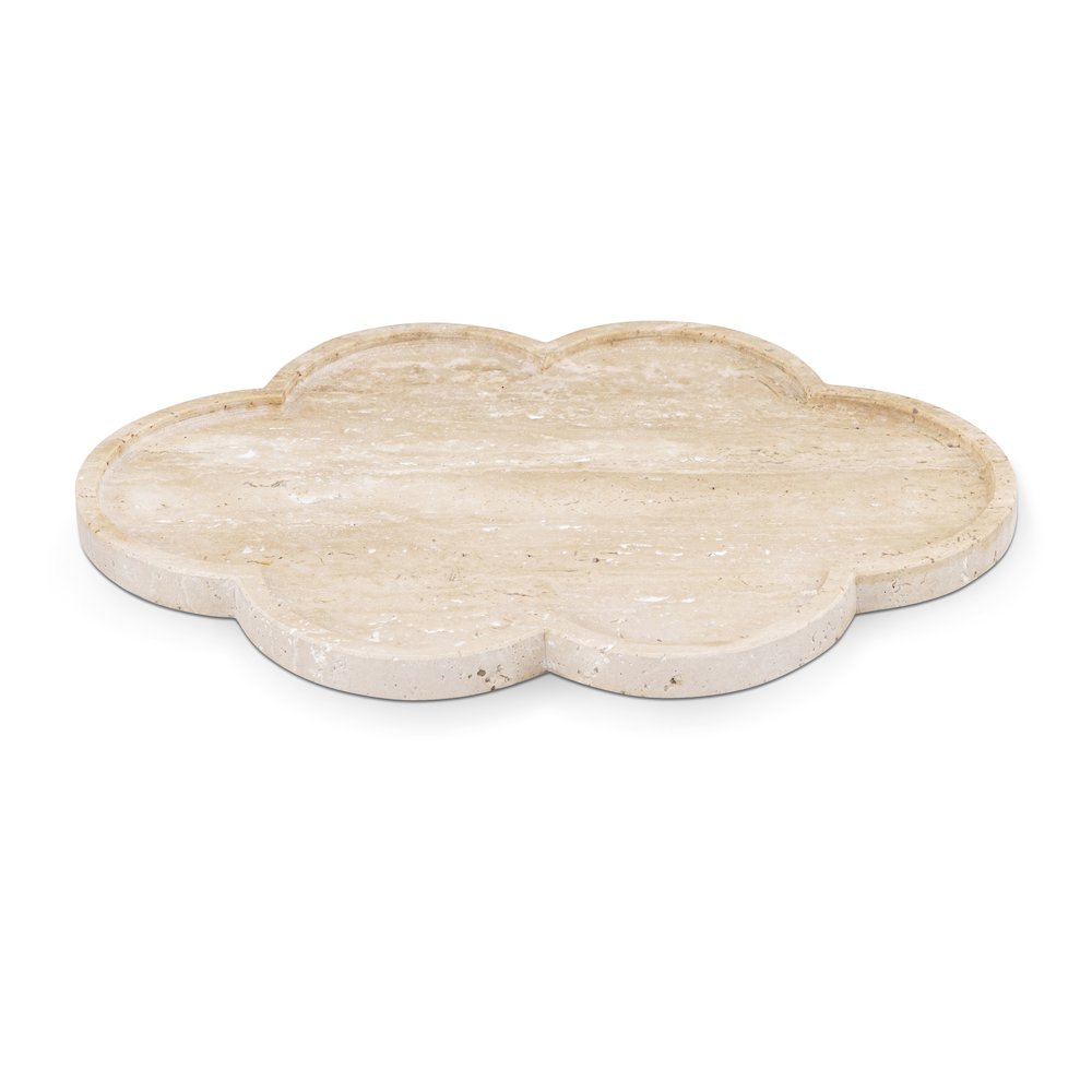 Rimini Beige Clover Shaped Travertine Tray. Picture 1