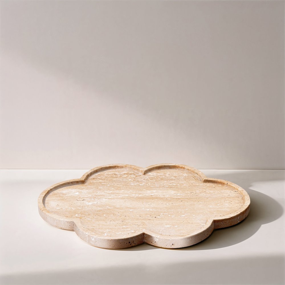 Rimini Beige Clover Shaped Travertine Tray. Picture 4