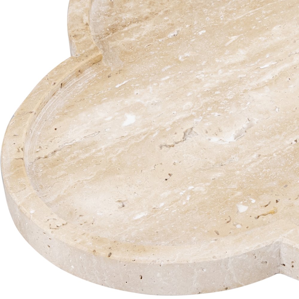 Rimini Beige Clover Shaped Travertine Tray. Picture 2