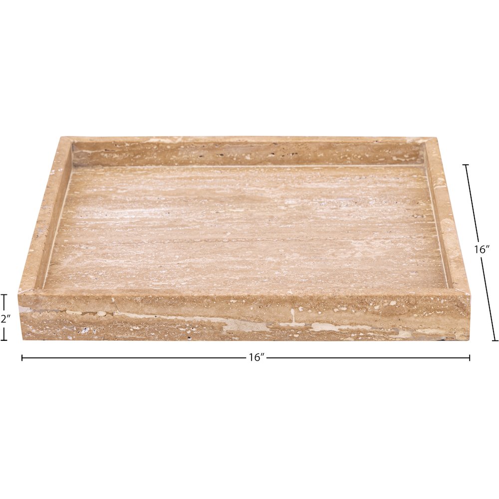 Barletta Beige Square Travertine Tray. Picture 5