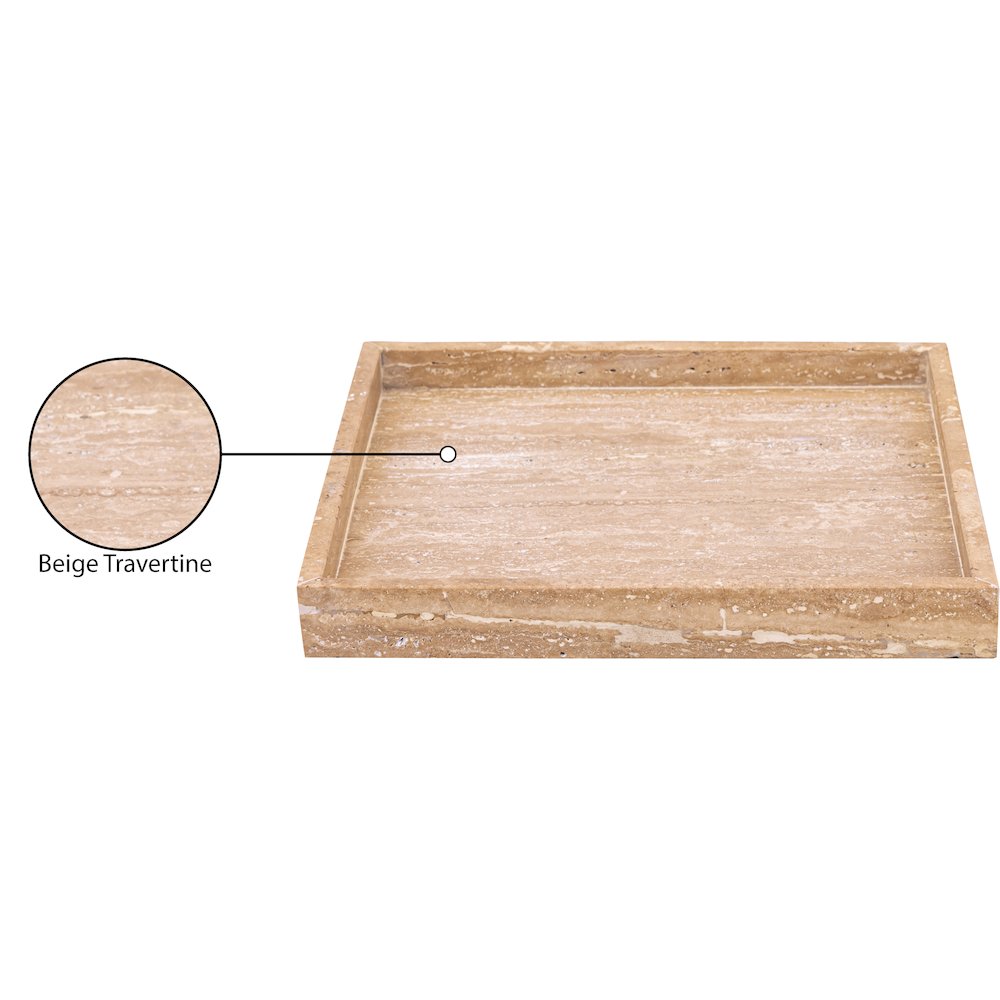 Barletta Beige Square Travertine Tray. Picture 3