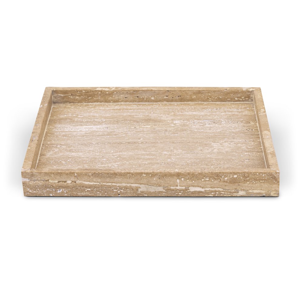 Barletta Beige Square Travertine Tray. Picture 1