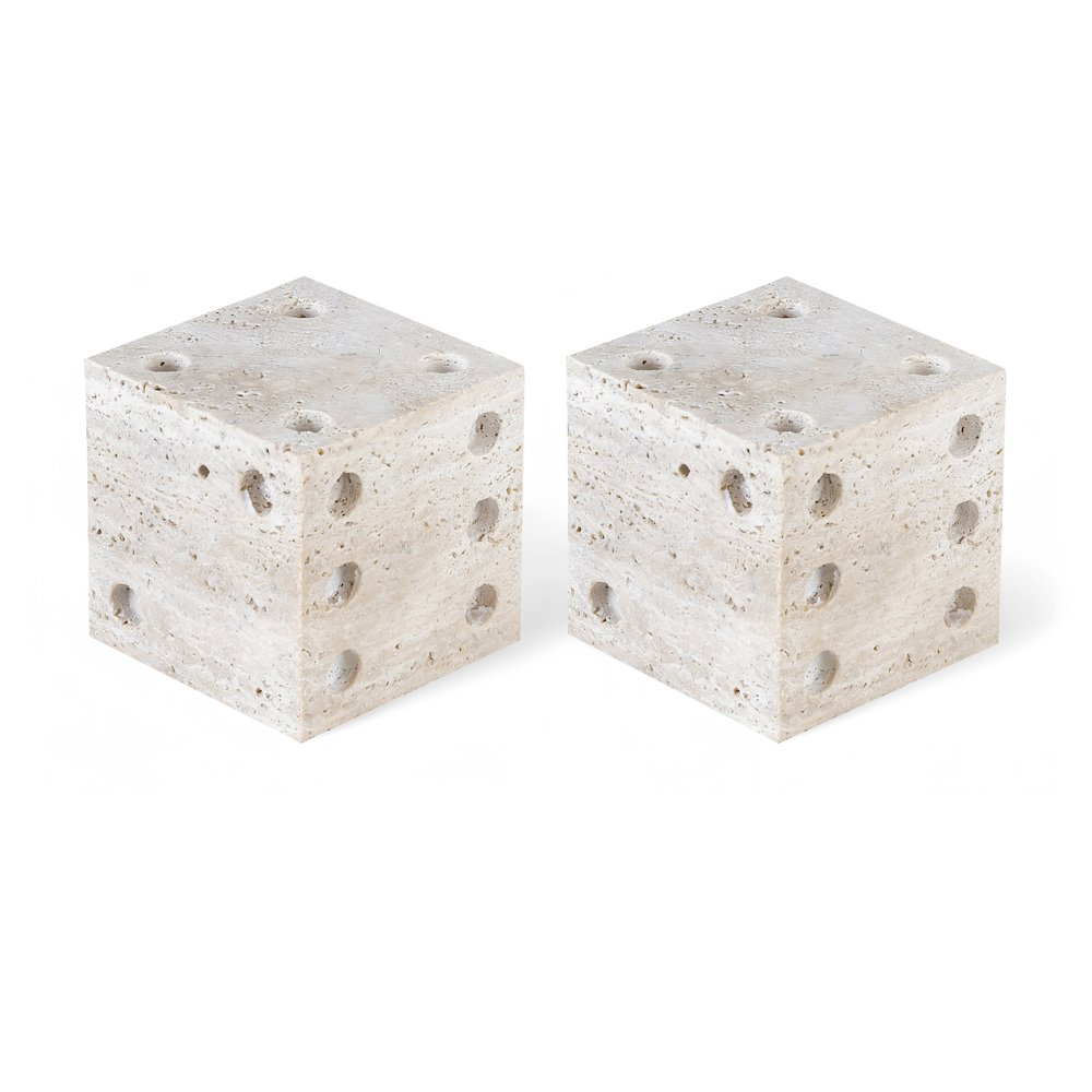 Dice Beige Travertine Decorative Dice. Picture 1