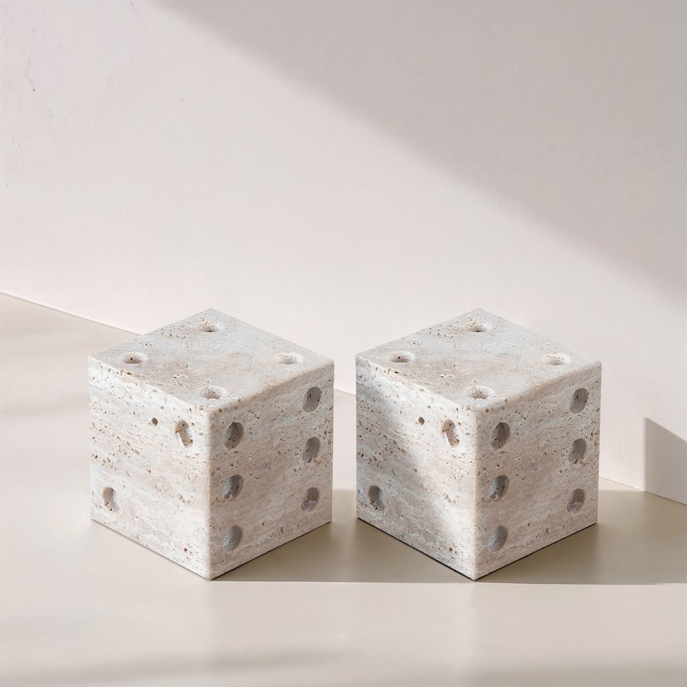 Dice Beige Travertine Decorative Dice. Picture 4