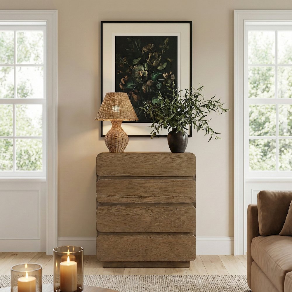 Adagio Brown Solid Wood And Oak Veneer Chest. Picture 2