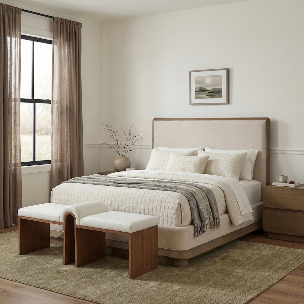 Adagio Brown Fabric Upholstered King Bed (3 Boxes). Picture 2