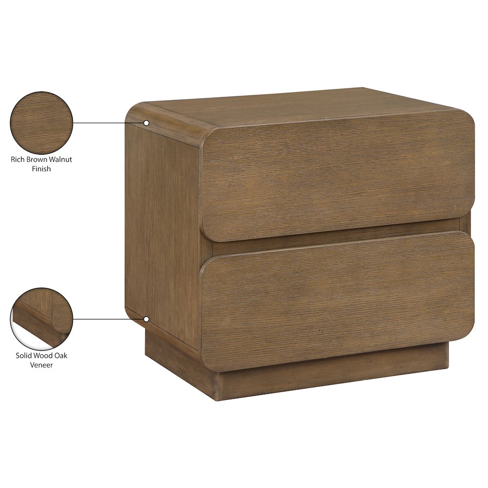 Adagio Brown Solid Wood And Oak Veneer Nightstand. Picture 13