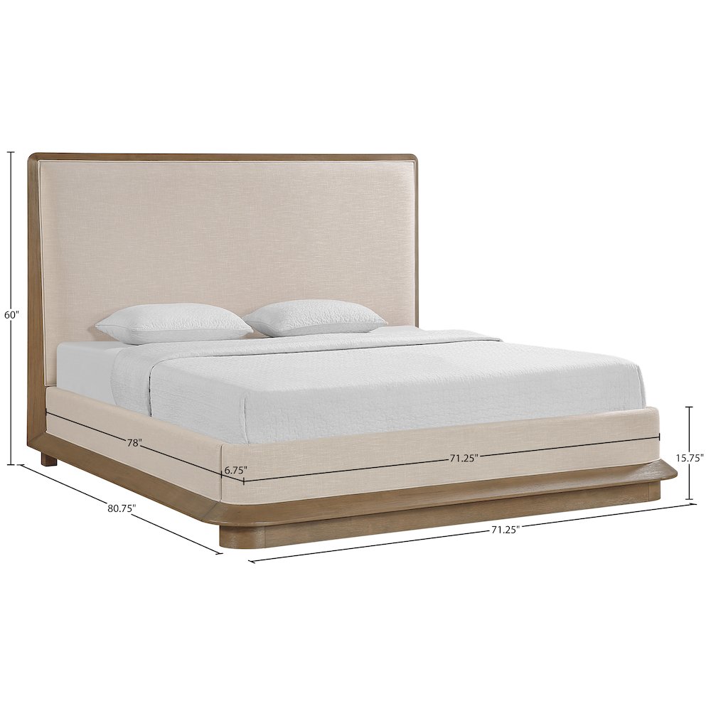 Adagio Brown Fabric Upholstered Queen Bed (3 Boxes). Picture 12