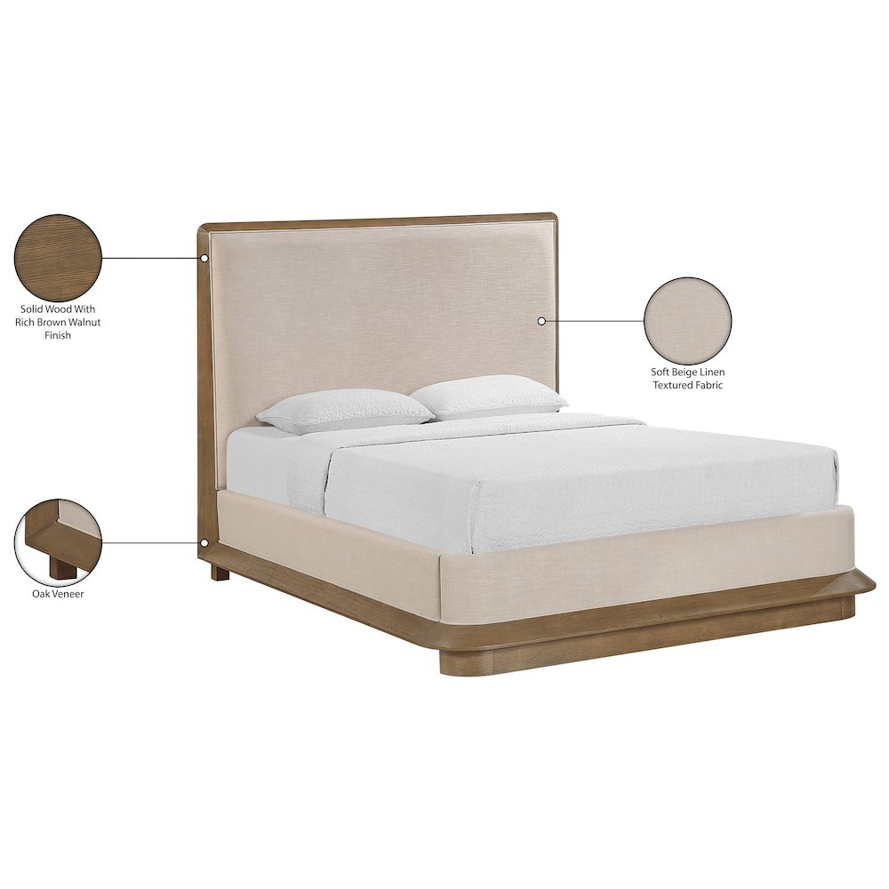 Adagio Brown Fabric Upholstered Queen Bed (3 Boxes). Picture 13