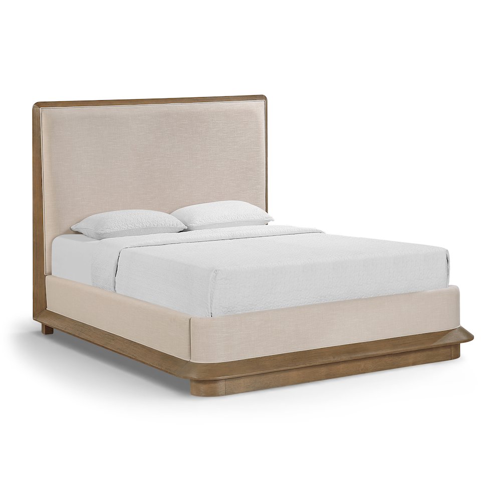 Adagio Brown Fabric Upholstered Queen Bed (3 Boxes). Picture 1