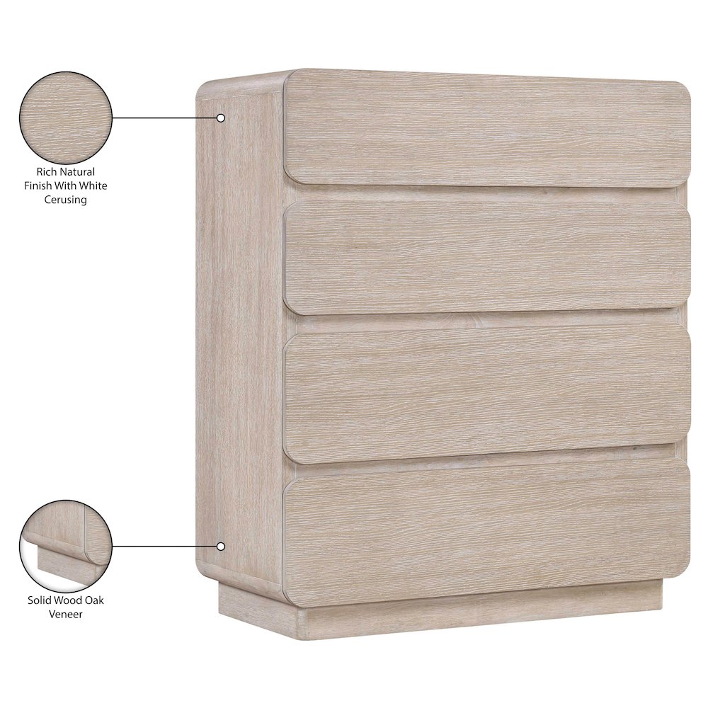 Adagio Natural Solid Wood And Oak Veneer Chest. Picture 10