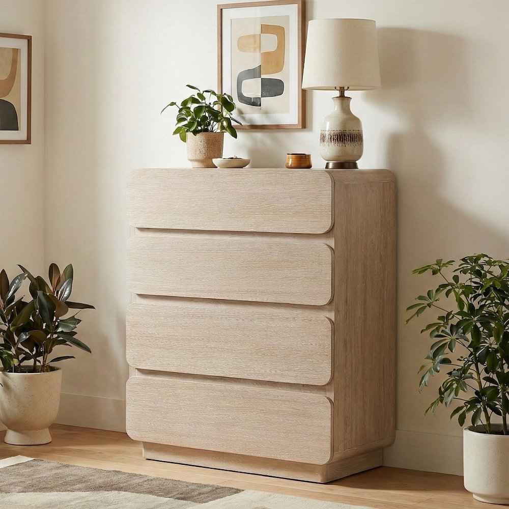 Adagio Natural Solid Wood And Oak Veneer Chest. Picture 2