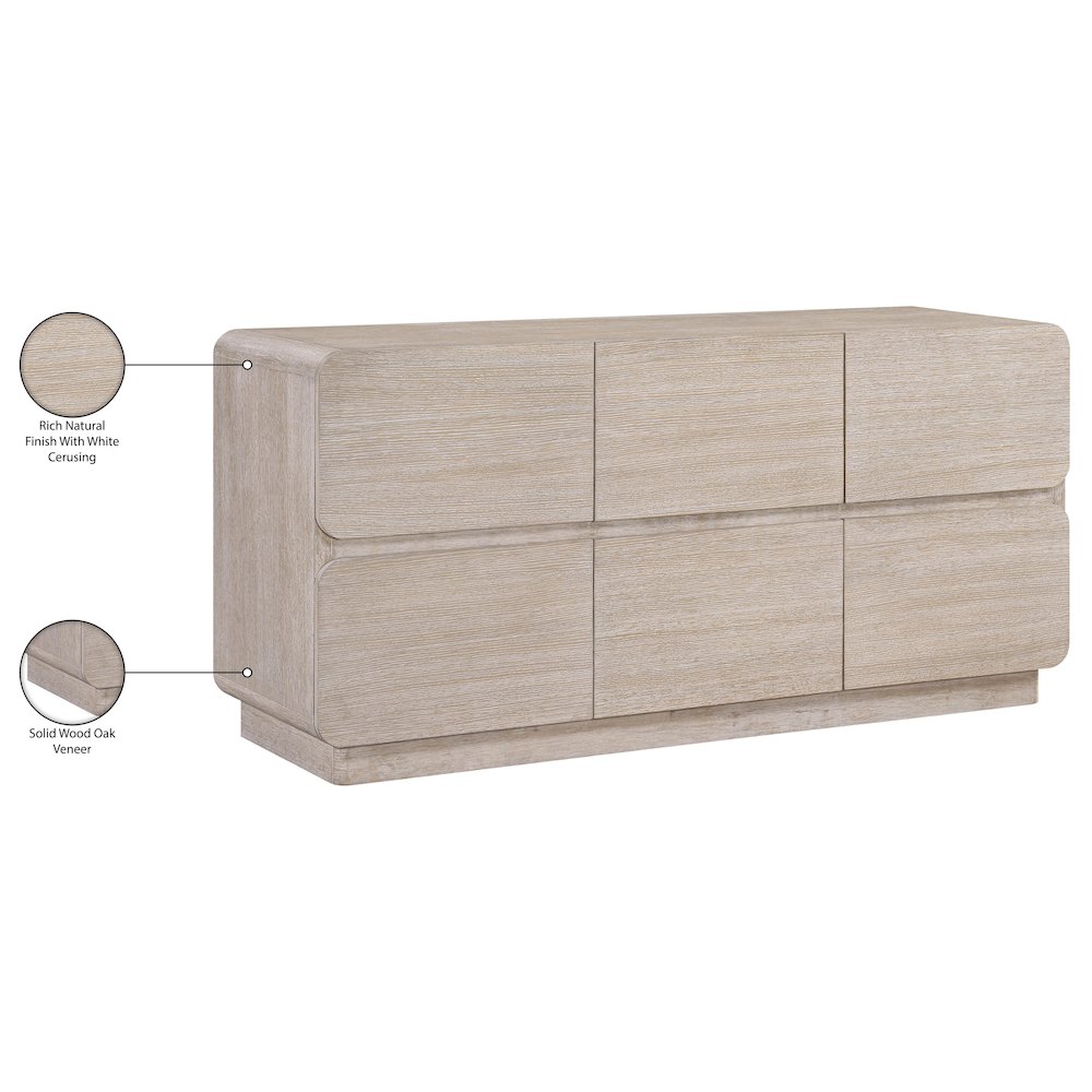 Adagio Natural Solid Wood And Oak Veneer Dresser. Picture 13