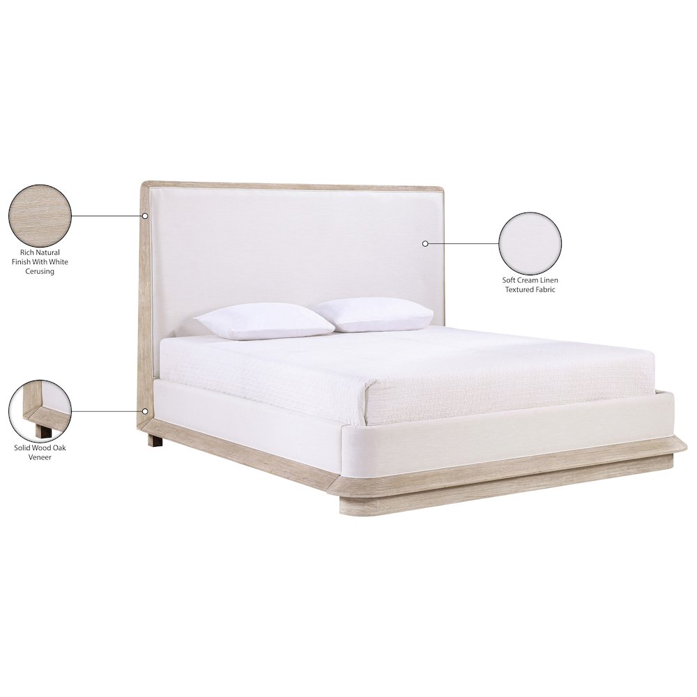 Adagio Natural Fabric Upholstered King Bed (3 Boxes). Picture 13