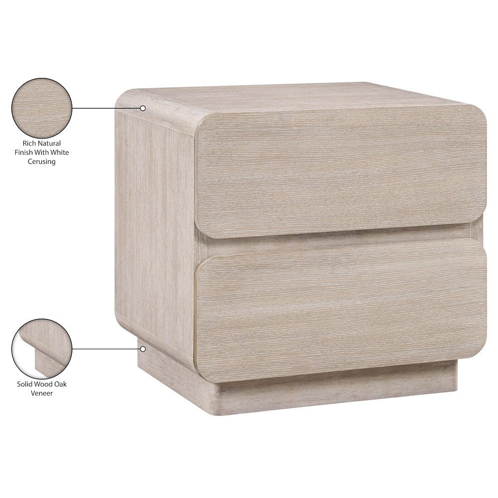 Adagio Natural Solid Wood And Oak Veneer Nightstand. Picture 13