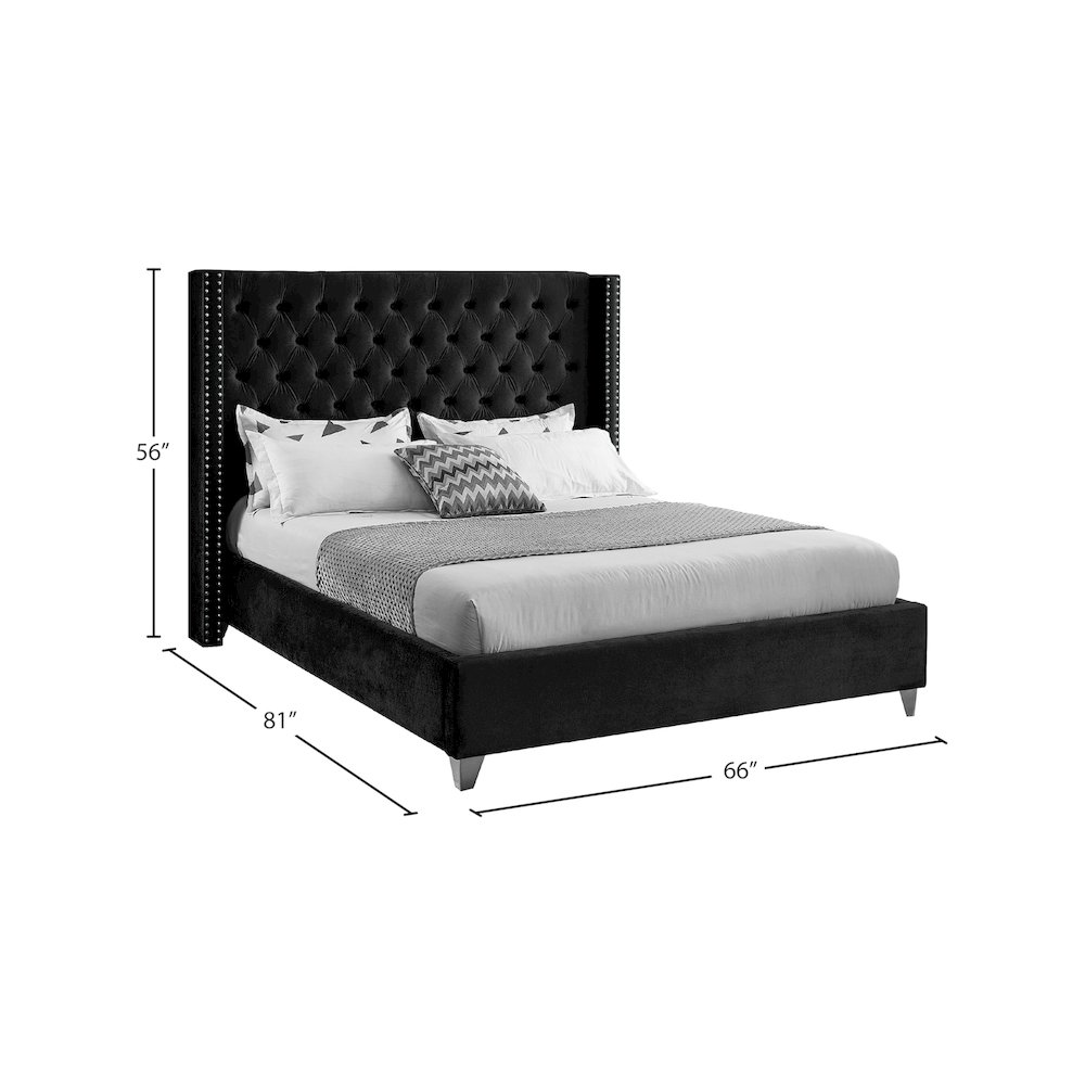 Aiden Black Velvet Full Bed. Picture 7